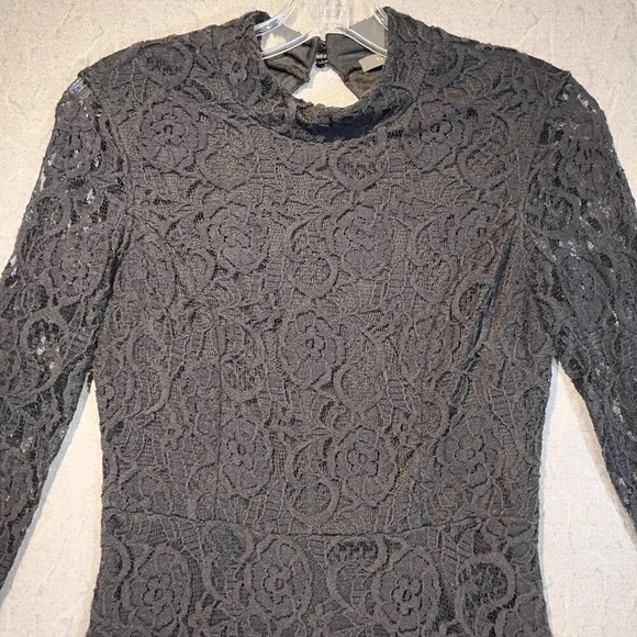 Suzy Shier Women's Black Lace & Mesh Long Sleeve Cut Out Goth Dress Size Small - Picture 2 of 11